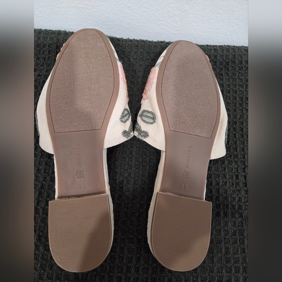 Birdies Songbird Linen Cream Embroidered And Beaded Floral Mules - Picture 4 of 5